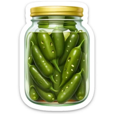 A jar of pickles with jalapeños in it sticker