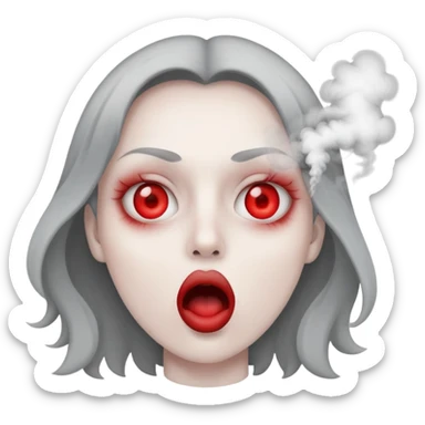 Red eyes and smoke coming out of their mouth sticker