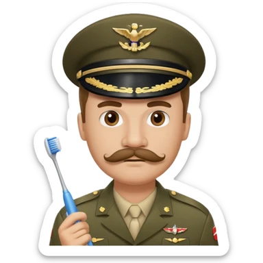 Hitler emoji in military dress and toothbrush mustache  sticker