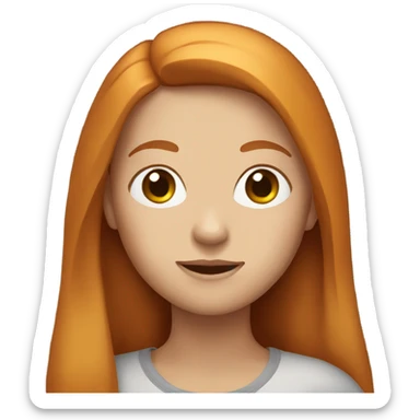 A girl has ginger, straight long hair. Her skin is white sticker