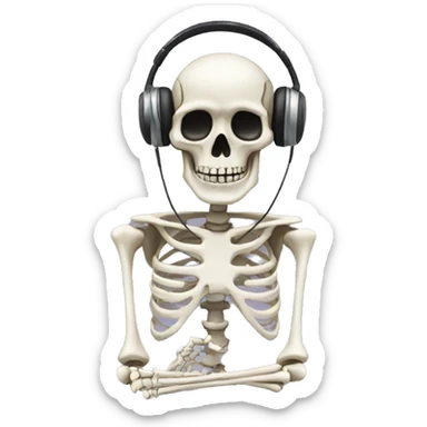 Skeleton with a Headphones sticker