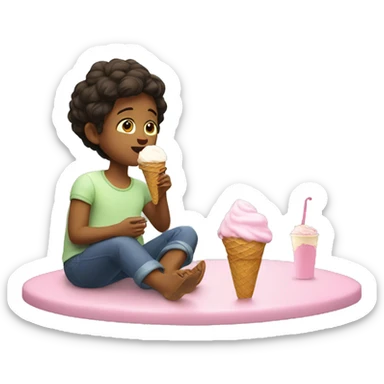 2 cata eating ice cream and watching tv sticker