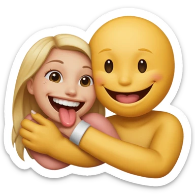 smiley face biting another person’s arm  sticker