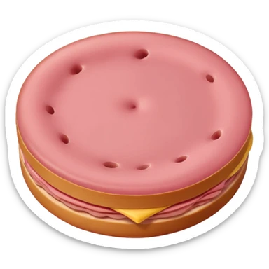 plain round pink bologna slice, isolated, no background, emoji style sticker