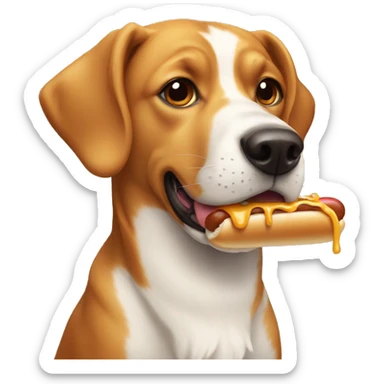 Dog eating hot-dog sticker