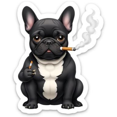 Black French bulldog smoking  sticker