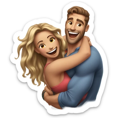 Hyper Realistic beautiful woman getting a piggy back off a handsome tattooed man laughing  sticker