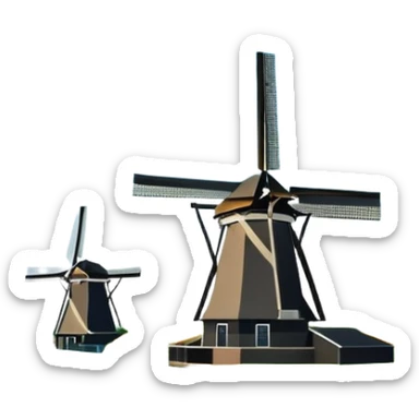 cinematic-realistic-kinderdijk-windmills-landmark-emoji,-showcasing-traditional-dutch-windmills-aligned-along-a-tranquil-canal,-with-lush-green-fields ina. picture frame sticker