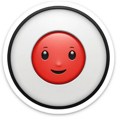 Red circle with a white circle inside and inside the white circle is a black circle sticker