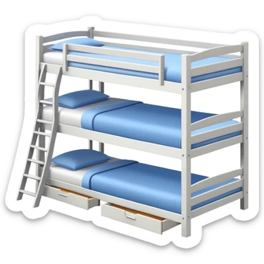 Triple bunk bed white with desk underneath  sticker