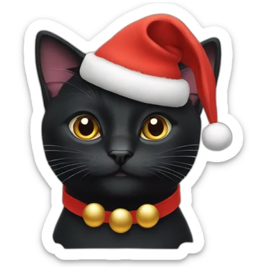 Black cat with chistmas hat sticker