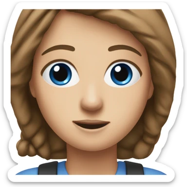 Create a female PE teacher emoji. She MUST have blue eyes. Brown hair. And a whistle around her neck. sticker