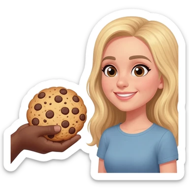 Black man with shaved head sharing cookies with blonde woman sticker
