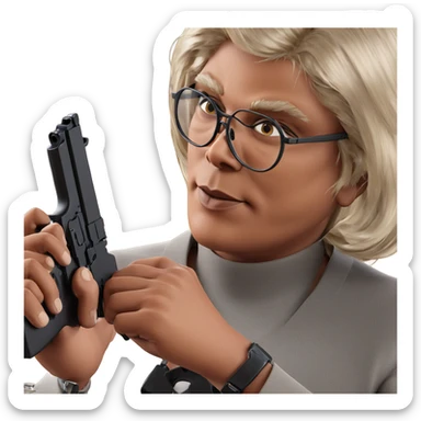 girl with gun and glasses sticker