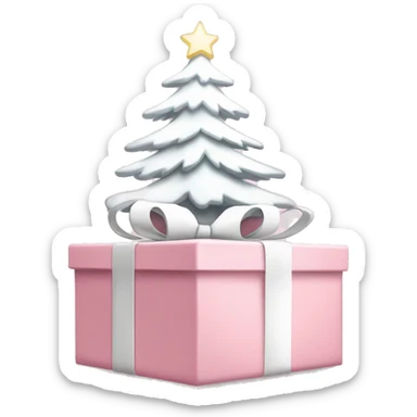 Light pink Christmas gifts under a white Christmas tree  sticker