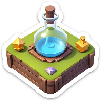 Clash of Clans aesthetic: Cinematic Playful 3D Isometric Health Potion Emoji, rendered in a 3D vector-style similar to standard emojis with minimal shading and bold, simplified shapes. A compact, distinct form with signature details, softly glowing with a fantasy RPG magic charm. Simplified yet unmistakably iconic, highly detailed and consistent, glowing with a soft radiance and high shine. Stylized with a touch of heroic grandeur and a soft glowing outline, capturing the essence of a beloved gaming relic with a friendly, playful manner! sticker