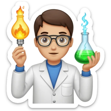 forest chemist holding unstable glowing mix sticker