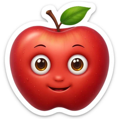 Worm peeking from apple sticker