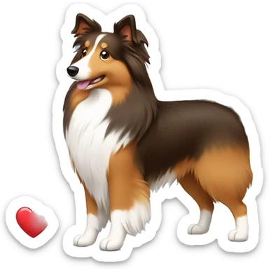 cartoon sheltie with heart sticker
