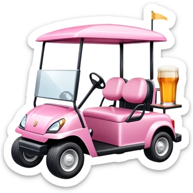 pink golf cart with beers sticker