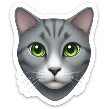 Grey tuxedo cat with green eyes sticker