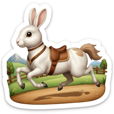 Exciting rabbit galloping on horse sticker