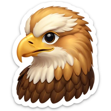 Meme-Worthy Cute Sleeping Golden Eagle Portrait Emoji, Head resting peacefully with a contented smile, showcasing a stately, broad-beaked form with eyes gently closed in serene slumber and luxuriously soft, golden plumage, Simplified yet adorably endearing features, highly detailed, glowing with a soft, drowsy amber light, high shine, relaxed and utterly lovable, stylized with an air of playful laziness, soft glowing outline, capturing the essence of a sleeping golden eagle that feels destined to become the next viral icon of adorable rest! sticker