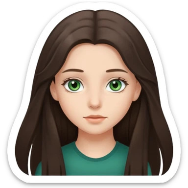 Девушка, шатенка с длинами волосами, лет 18 с серо зелёными глазами sticker