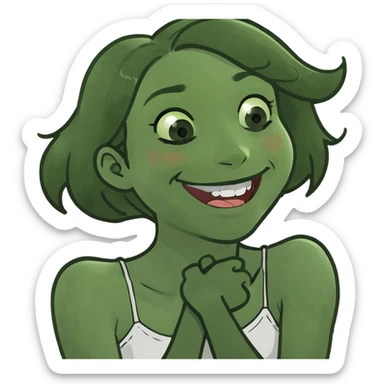 arms crossed holding neck laughing girl sticker