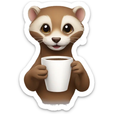 weasel drinking coffee sticker