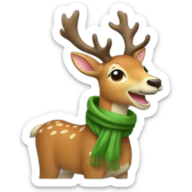 laughing deer with green scarf sticker