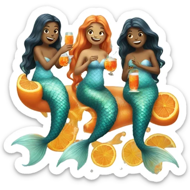 Three mermaids drinking aperol sticker