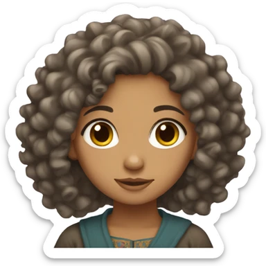 Afghan girl with curly hair sticker