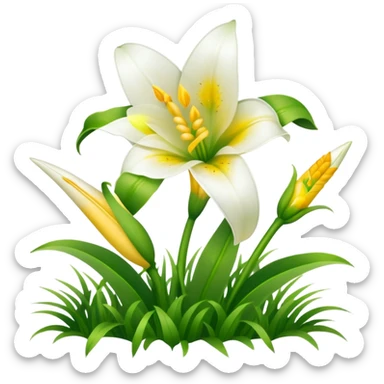 En vill Påskelilje i gresset  sticker
