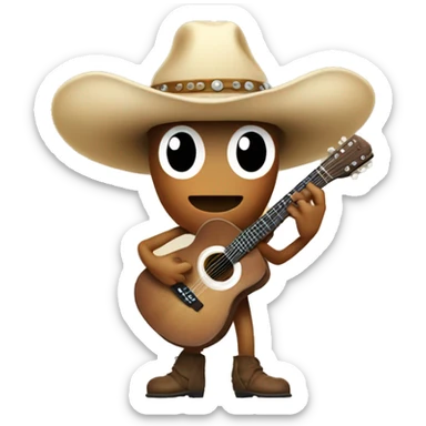 Mushroom wearing a cowboy hat playing a guitar  sticker