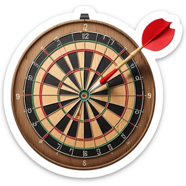dartboard with a dart hitting bullseye sticker