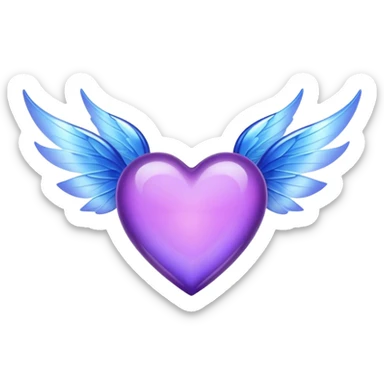 Purple Heart with blue fairy wings sticker
