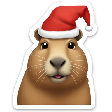 Capybara in Santa hat sticker
