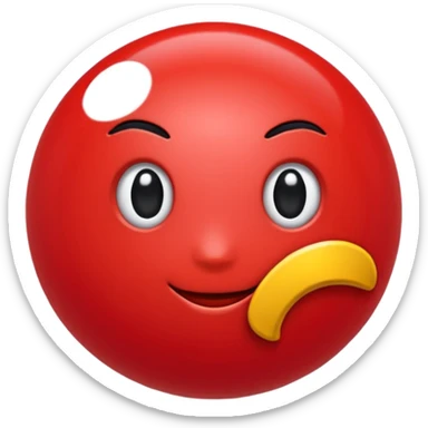 🔴 Parte de cima: vermelha, lisa e brilhante
⚪ Parte de baixo: branca
➖ No meio: uma faixa preta horizontal que divide a bola ao meio
⚪ No centro da faixa: um botão redondo branco (ou cinza claro), que parece um pequeno círculo
Formato: ⚪ Bola perfeitamente redonda sticker