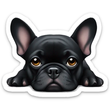 Tired black French bulldog  sticker