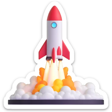rocket ship blasting off sticker