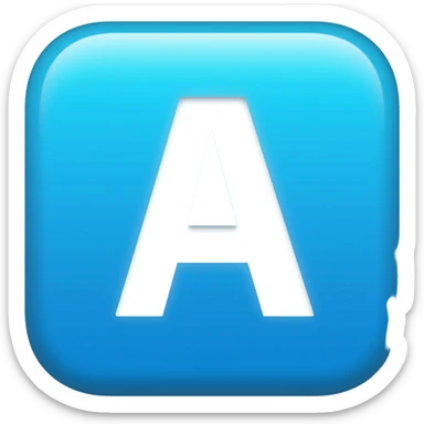"3D premium,3D rounded-square icon in soft bleu with a beveled edge, bold serif white letter 'A'centered, strong specular highlights, inner glow, 1024x1024, png" sticker