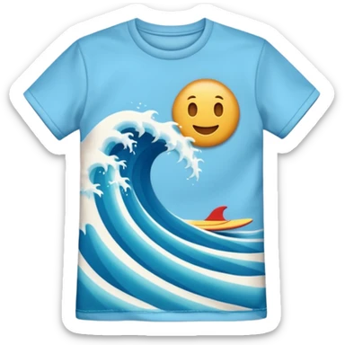 3D emoji-style icon of a t-shirt with a surf wave, soft and smooth texture, realistic lighting and shadows.
 sticker