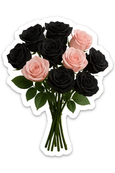 bouquet of black and pink roses , remove background sticker