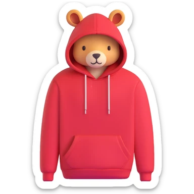 Cozy red hoodie with drawstring and kangaroo pocket sticker