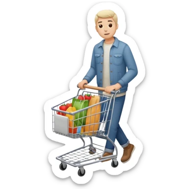 man-with-a-shopping-cart-full-body sticker
