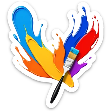 Painting, brush strokes, vibrant colors, abstract or classical style, textured effect, minimalistic, on a white background, no extra details. sticker