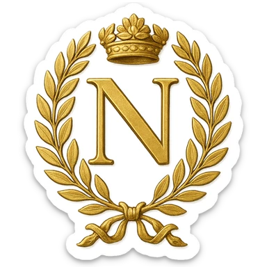 Napoleon symbol of France, laurel wreath and N monogram, gold, elegant, classic, on a neutral background sticker