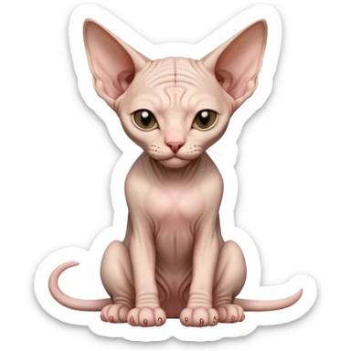 hairless sphynx cat full body sitting with eyes closed sticker