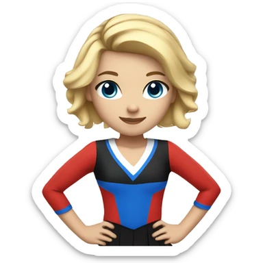 girl wearing red and black uniform American with blonde hair and blue eyes doing cheerleading  sticker